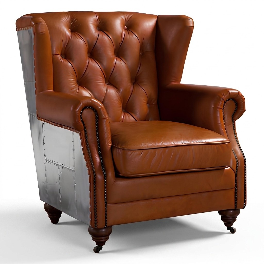 Ohrensessel Echtleder Vintage Cigar Ohrenbackensessel Fernsehsessel