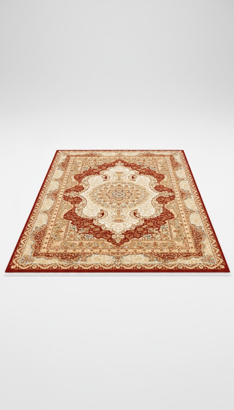 Orientalisch Teppich Kurzflor Kunstfaserteppich Wohnzimmer Rot Beige 150x233