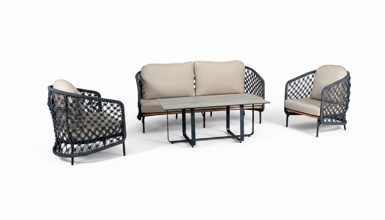 Outdoor Rattanmöbel Terrassenmöbel Balkonmöbel Gartenmöbel Sitzgarnitur 4tlg.