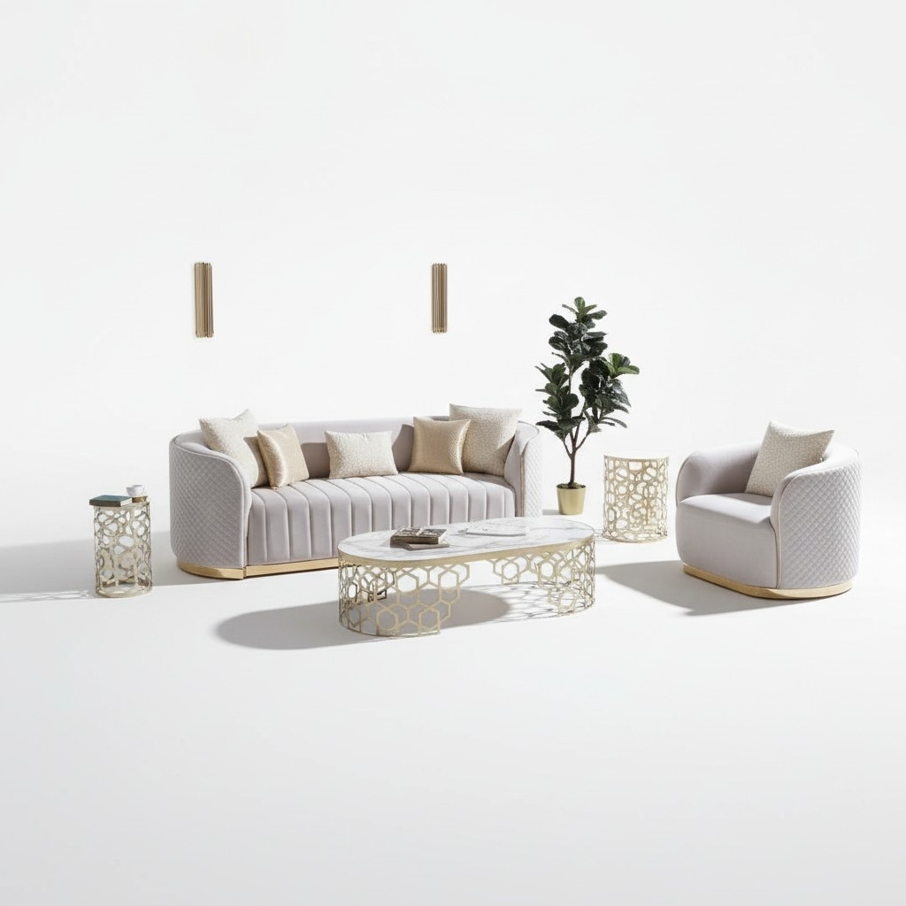 Ovale Couch Dreisitzer Couchen Möbel Sofa Einrichtung Wohnzimmer Samt