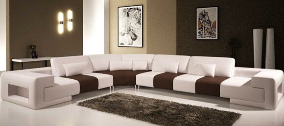 Ecksofa Sofa Couch Polster Leder Garnitur Wohnlandschaft Ecke Wohn
