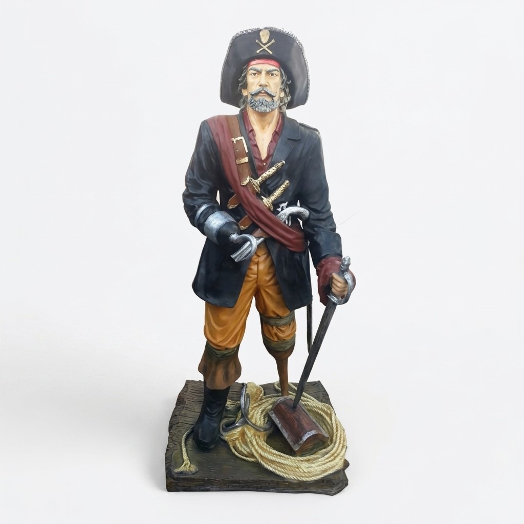 Pirat Figur Statue Kaperer Freibeuter Korsar Bukanier Skulptur Dekoration