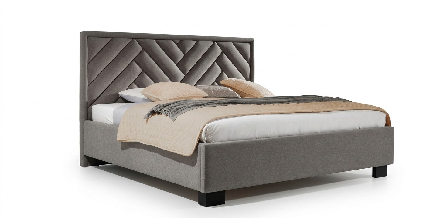 Polster Bett Möbel Schlafzimmer Betten Taupe Braun 200x200cm Samt