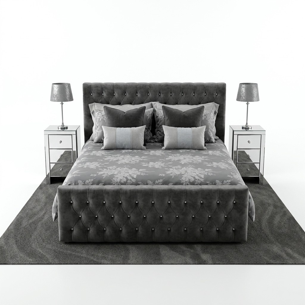 Polster Bett Schlafzimmer Chesterfield Designer Textil Leder 140/160/180/200 cm