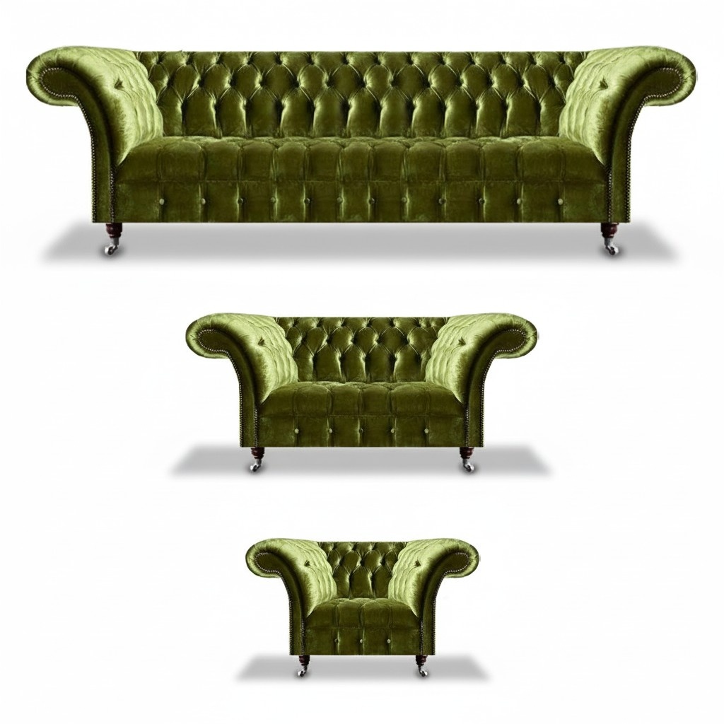 Polster Textil Sofa Garnitur 4+2+1 Sitzer Luxuriöse Wohnzimmer Chesterfield
