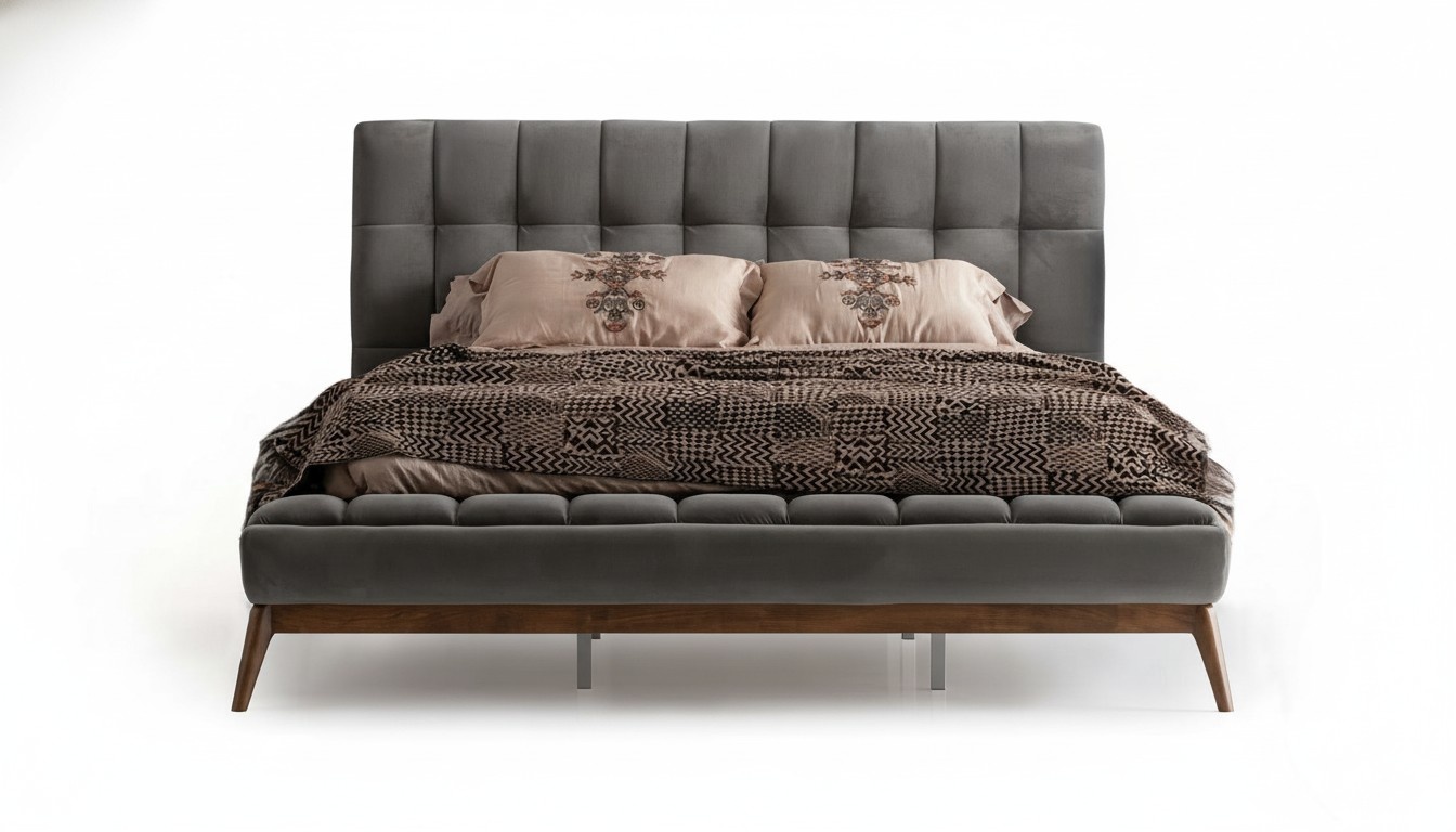 Polsterbett Bett Doppelbett Kopfteil Bettrahmen Schlafzimmerbett Grau