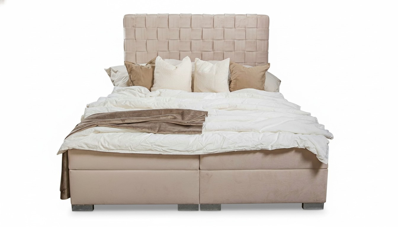 Polsterbett Betten beige Polster Designer Luxus Design 180x200 Doppelbett