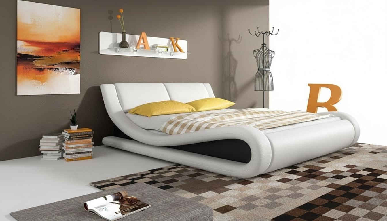 Polsterbett Betten Bett Polster Kunstleder Designer Hotel Doppel Luxus Design