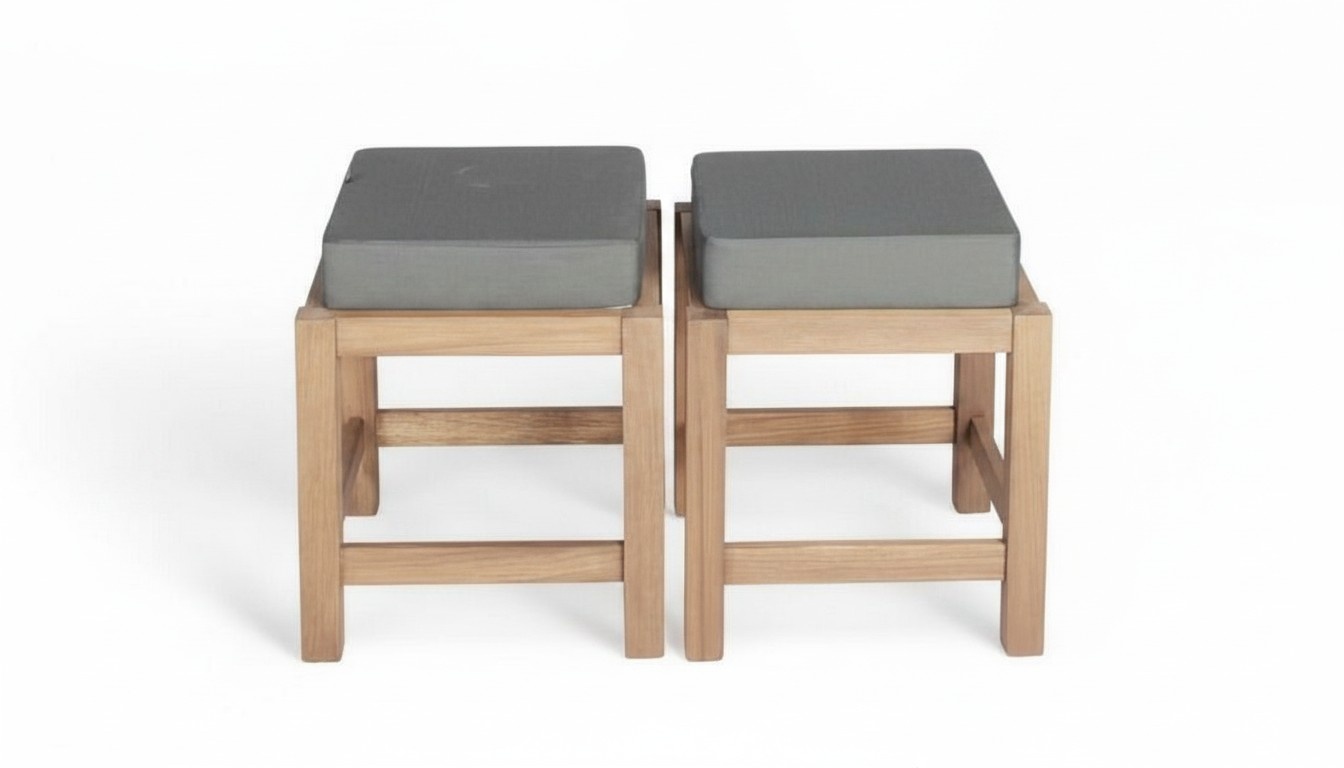 Polsterhocker Set 2x Hocker Gartenhocker Holzhocker Sitzhocker 40x40