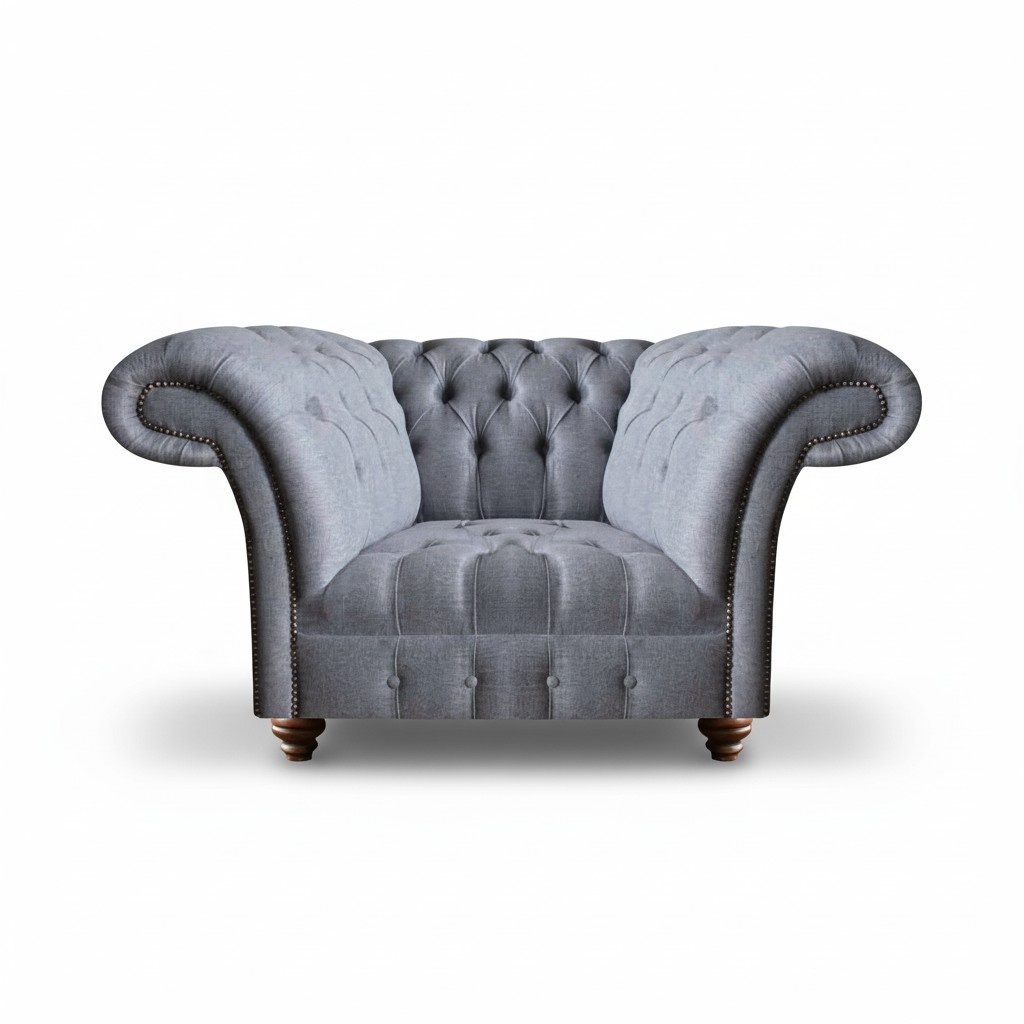 Polstermöbel Sessel Couch Grau Chesterfield Wohnzimmer Einrichtung