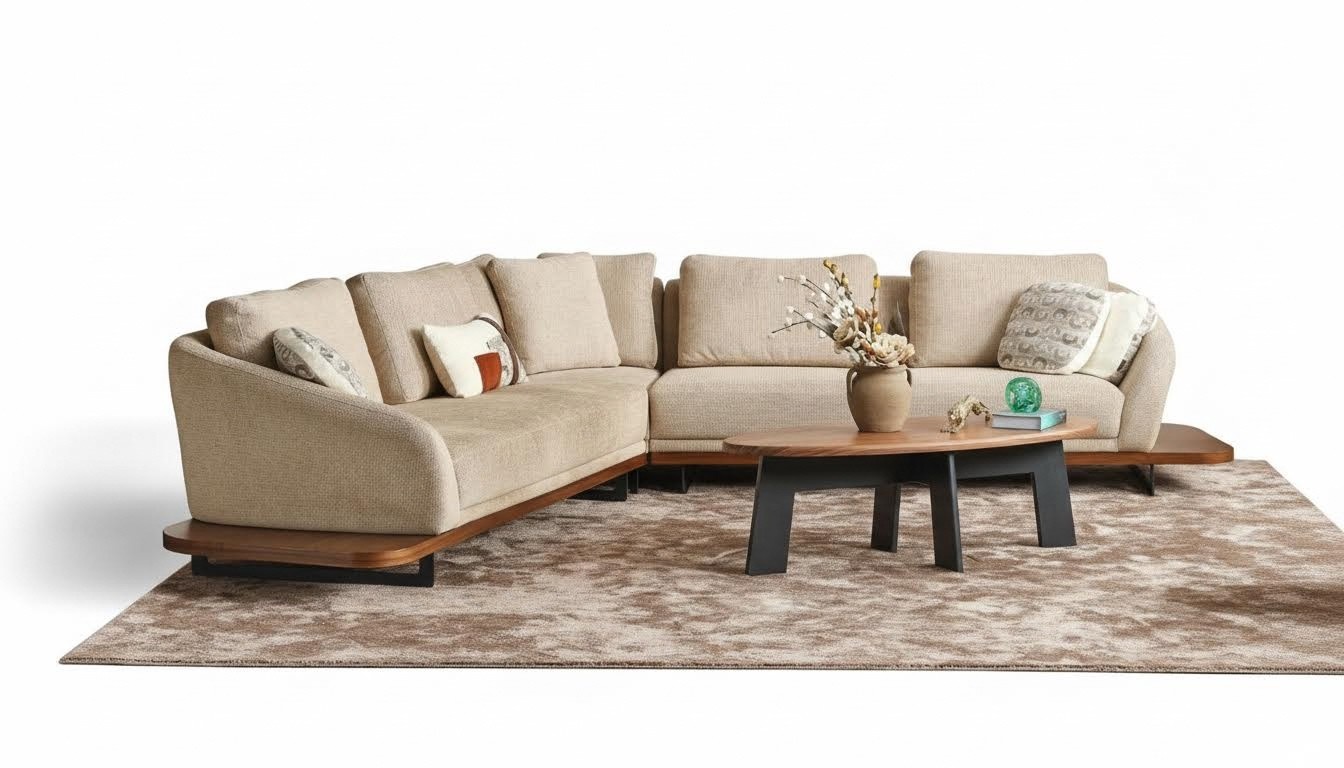 Polstersofa Ecksofa L Form Sofa Wohnlandschaft Sofas Beige Modern