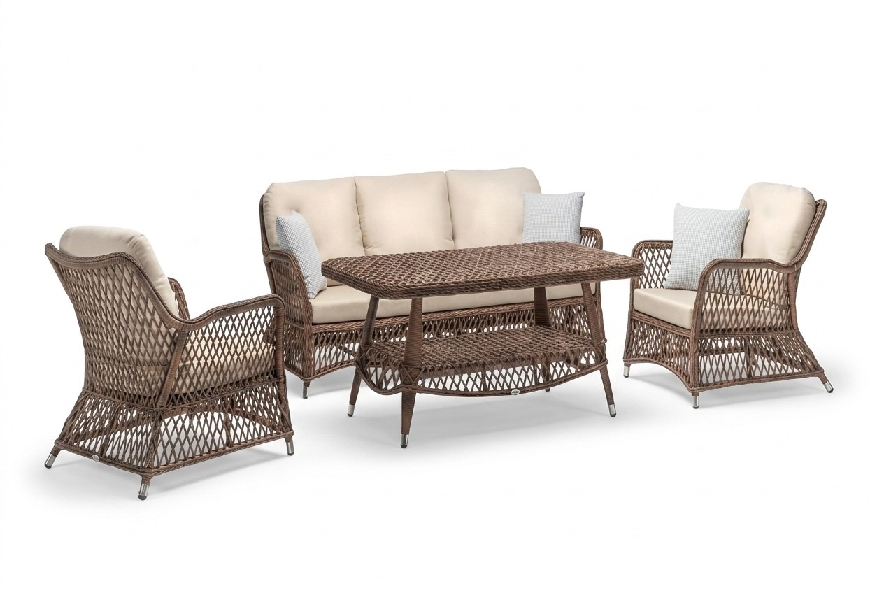 Rattanmöbel Garnitur Terrassenmöbel Gartenlounge Balkonmöbel Loungemöbel 3tlg