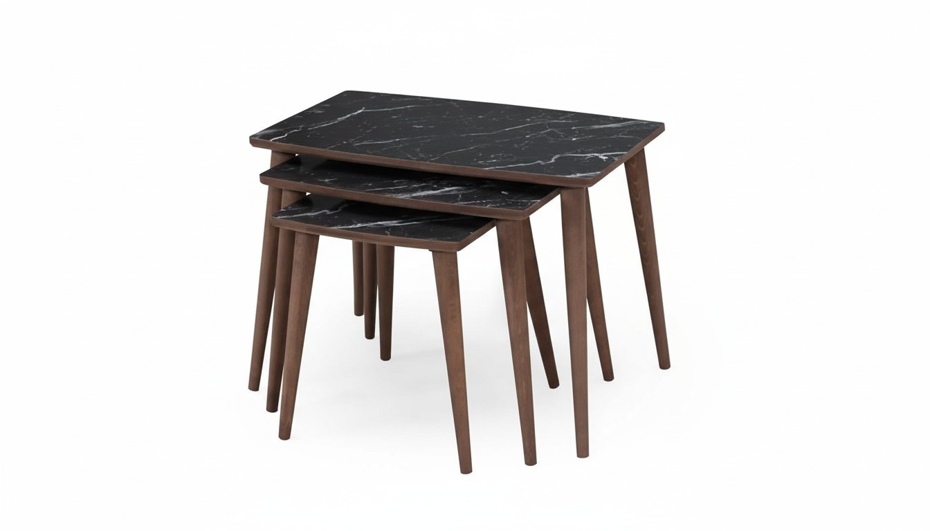 Rechteckige Couchtische 3 x Set schwarz Esszimmer-Wohnzimmertische Neu