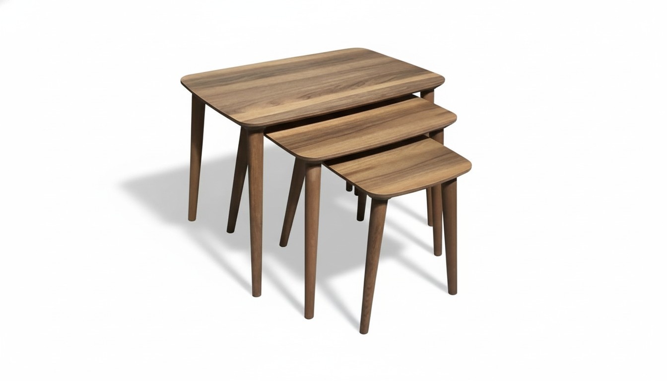 Rechteckiges Couchtische Set 3x Tische Wohnzimmer Esszimmer Braun Holz