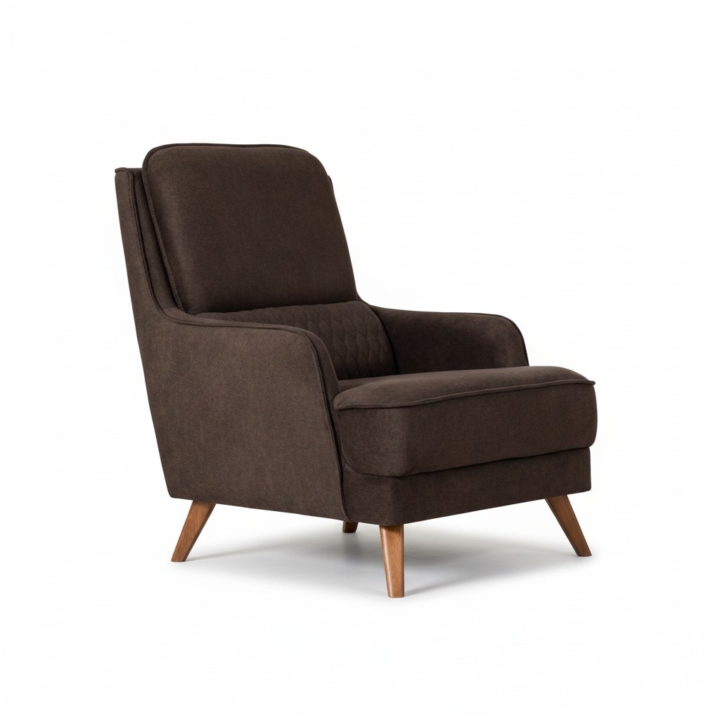 Relaxsessel Wohnzimmer Braun Modern Holzfüße Bequemer Polstersessel Design