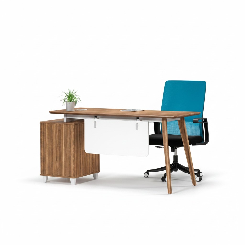 Robuster Braun-Weißer Arbeitszimmer Tisch Luxuriöse Edle Schreibtische