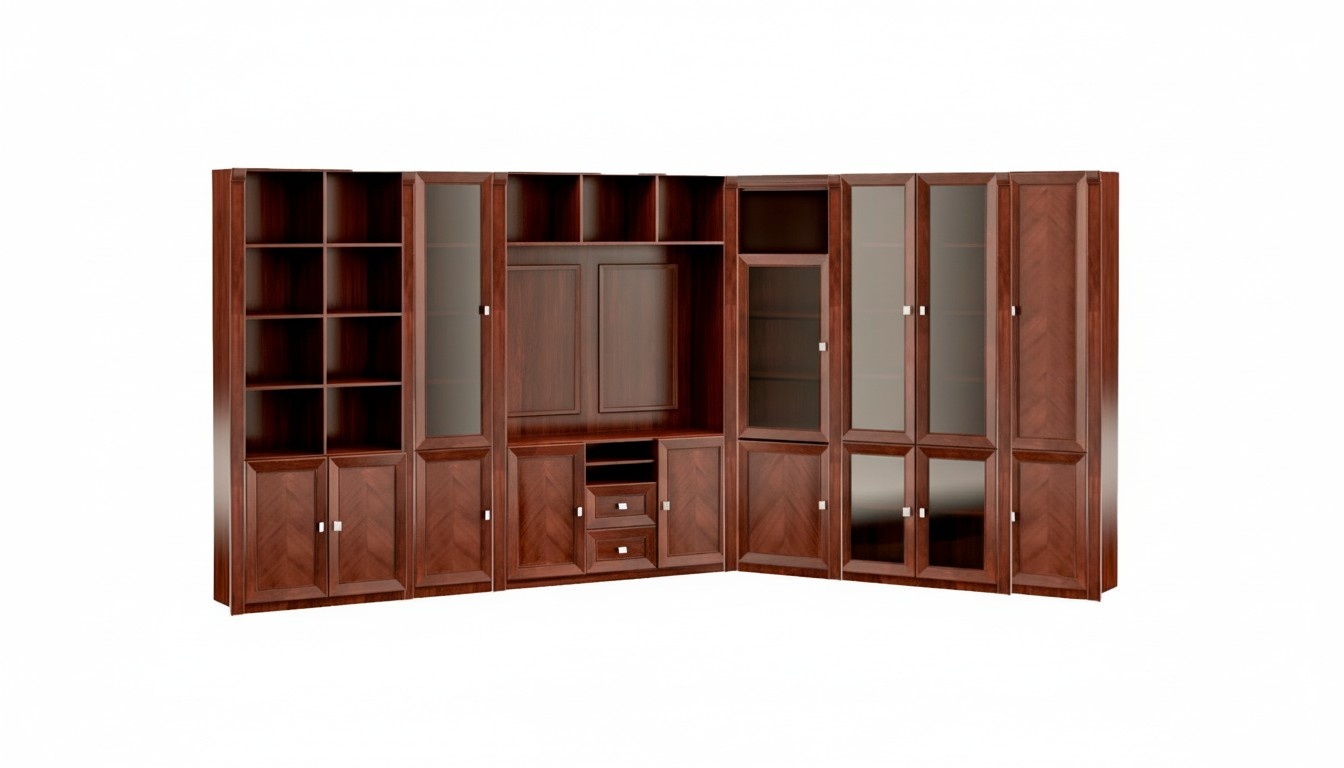 Robuster Eckschrank Massivholz Regale Büromöbel Edler Arbeitsschrank