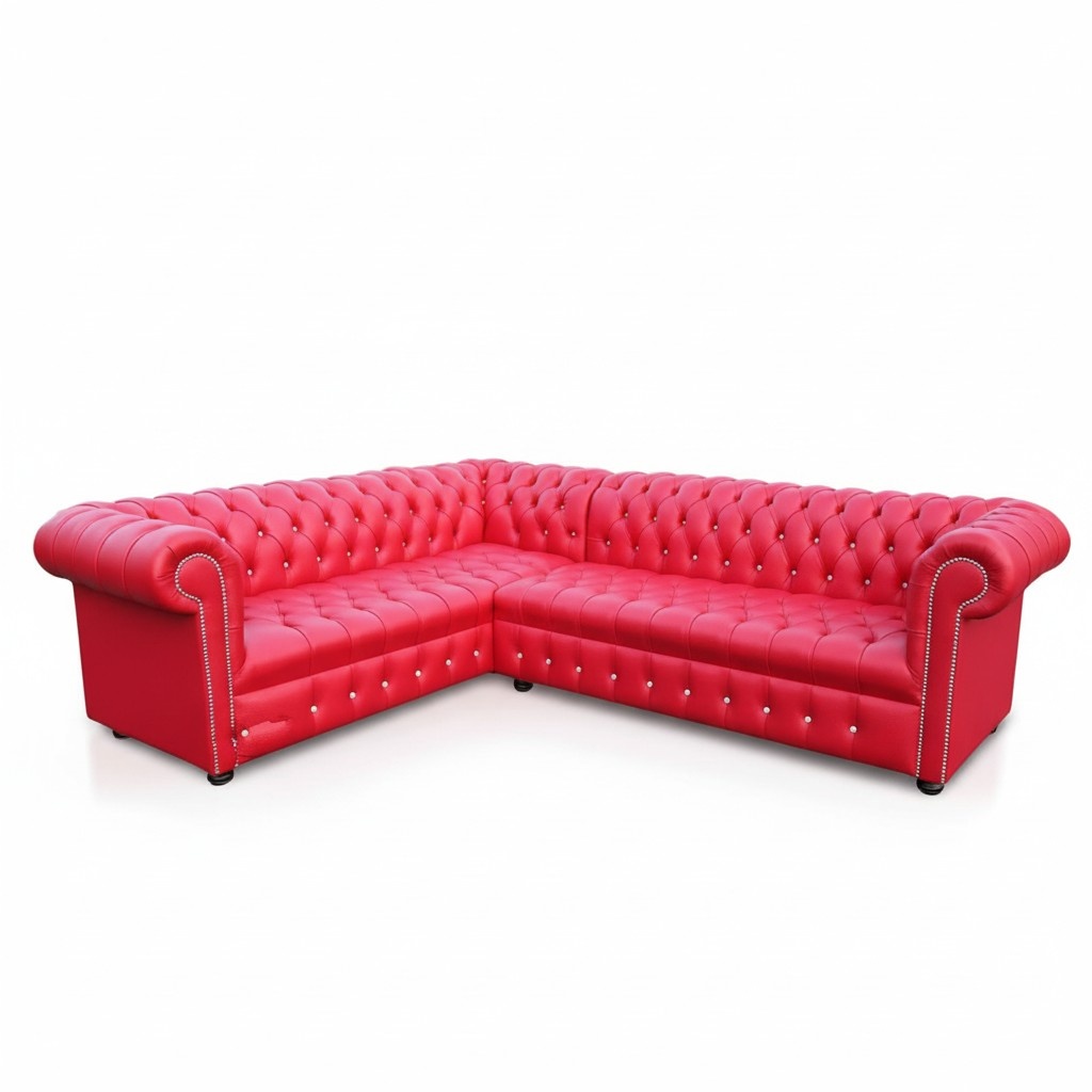 Rote Chesterfield Ecksofa Couch 210x300cm Maßfertigung Ledersofa