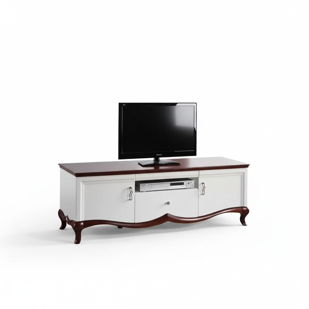 rtv Lowboard tv Ständer Sideboard Holz Luxus weiß Wohnzimmer Schrank