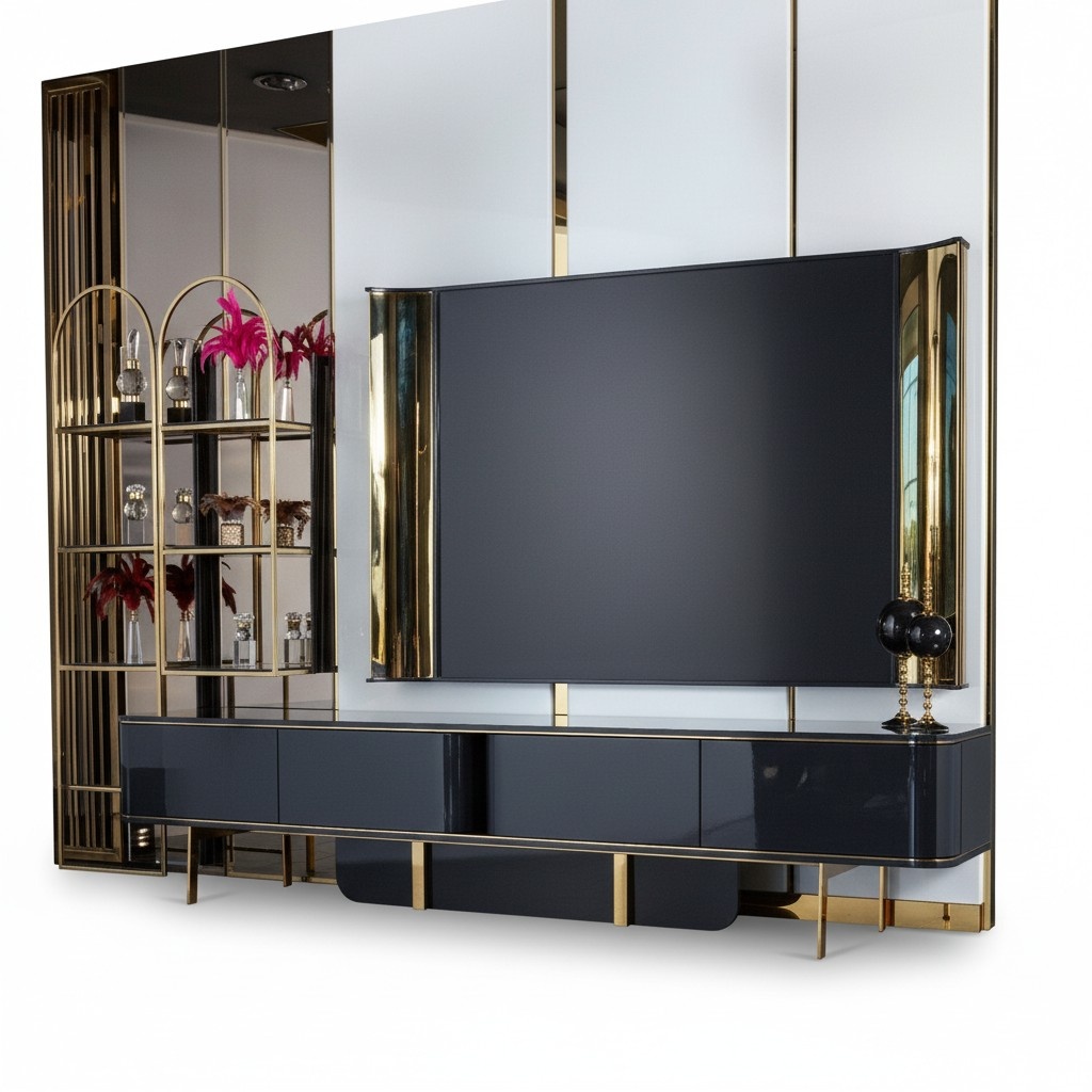 rtv Lowboard tv Ständer Sideboard Wohnzimmer Modern Holz Schwarz Design