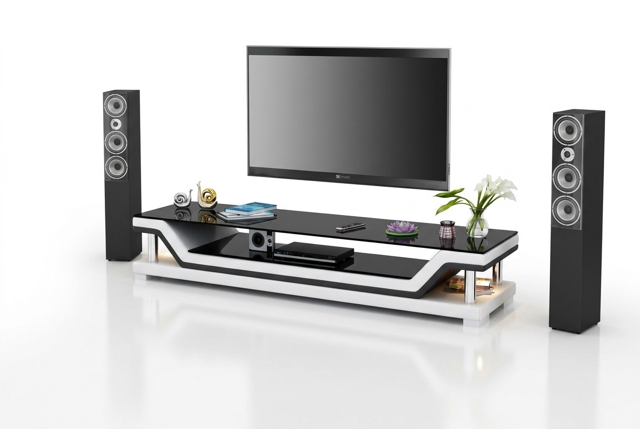 RTV TV Sideboard Leder Glas Tisch Fernseh Schrank Tisch Designer 3009