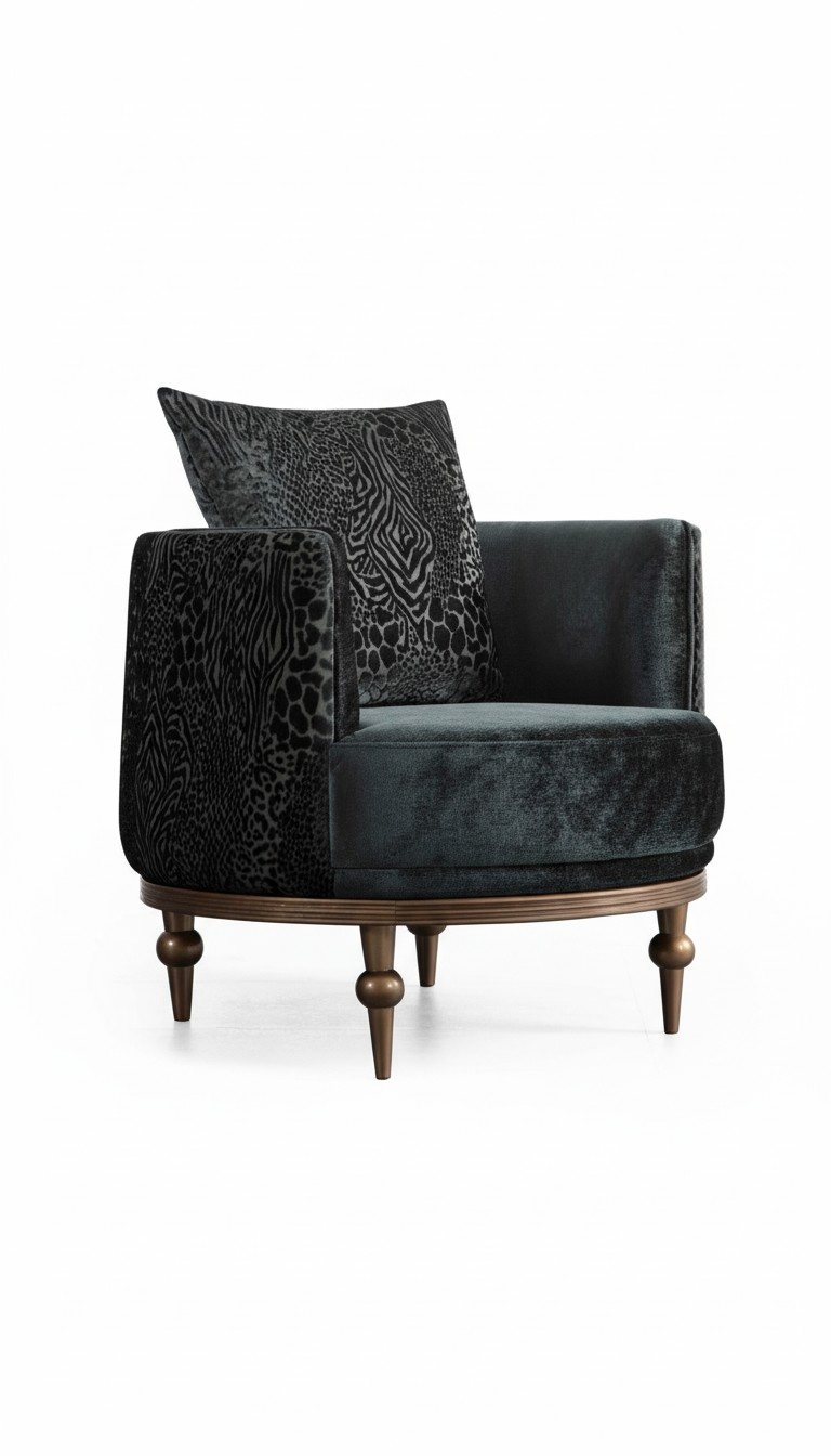 Rund Sessel Luxus Polster Design Textil 1 Sitzer Einsitzer Möbel Möbel