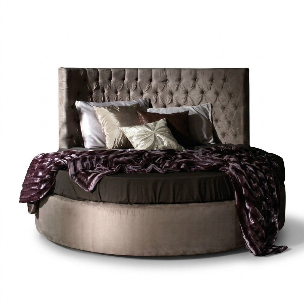 Runde Chesterfield Luxus Rund Bett Klassische Hotel Samt Textil Leder Betten