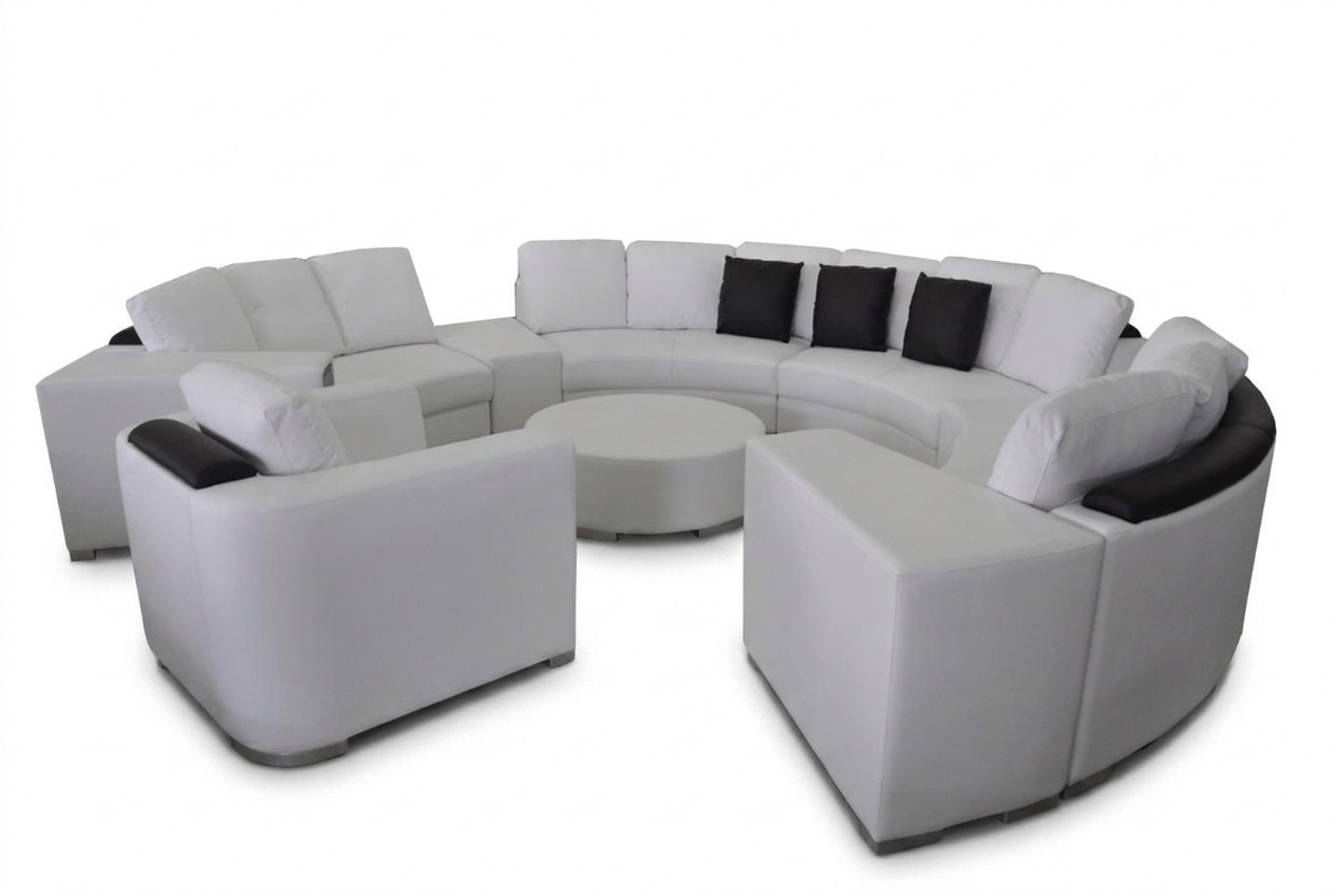 Runde Sofa Couch Polster XXL Big Rund Couchen Wohnlandschaft Sessel Puff + USB