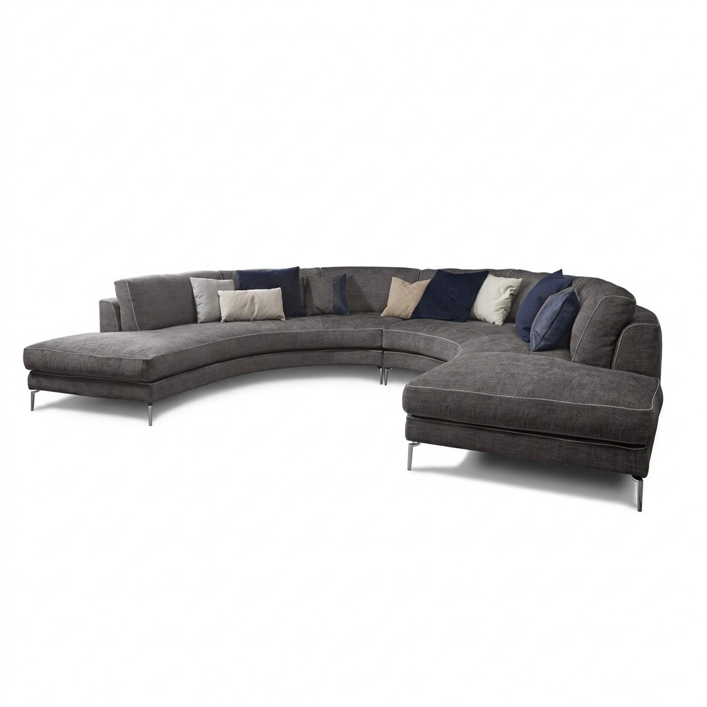 Runde Luxus Wohnlandschaft Eckcouch Eckgarnitur Polster Möbel Sofa