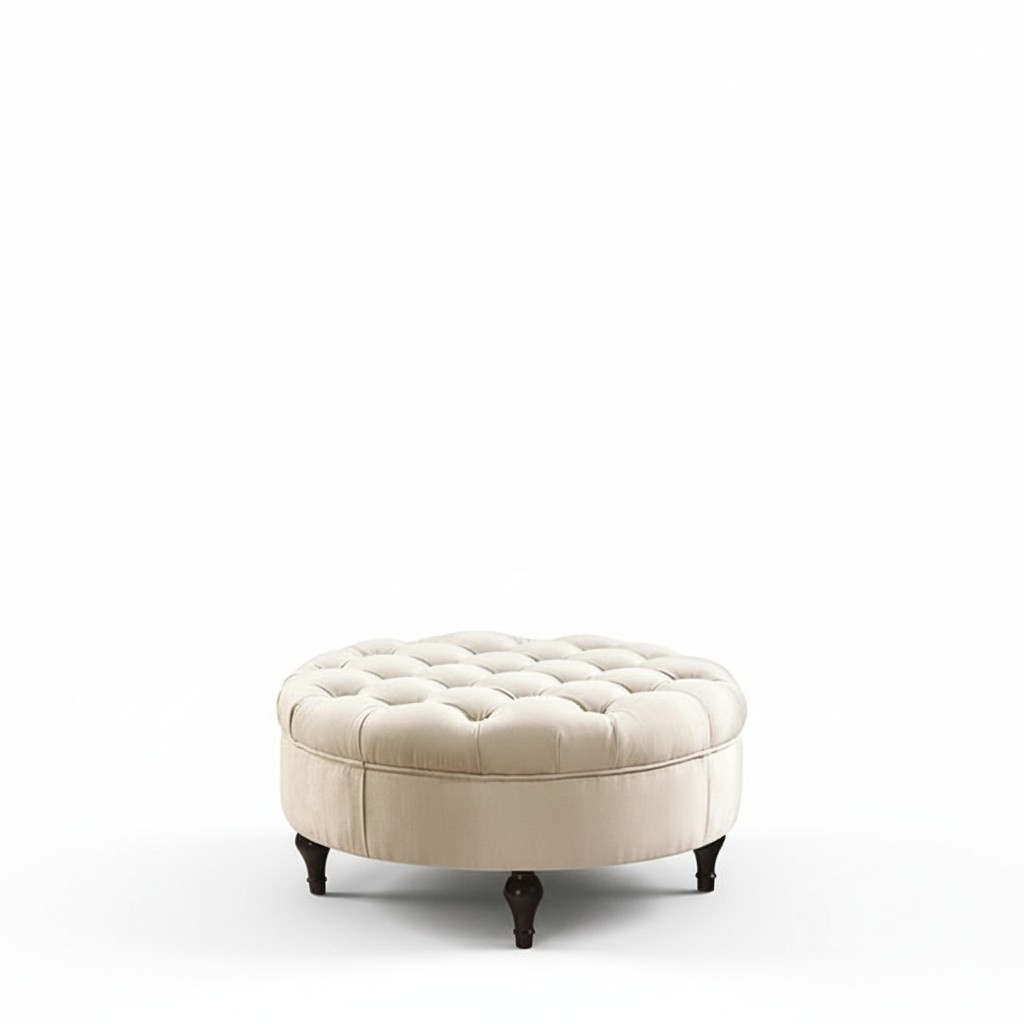Runder Chesterfield Polster Hocker Fußhocker Ottomane Rund Sofa Beistell