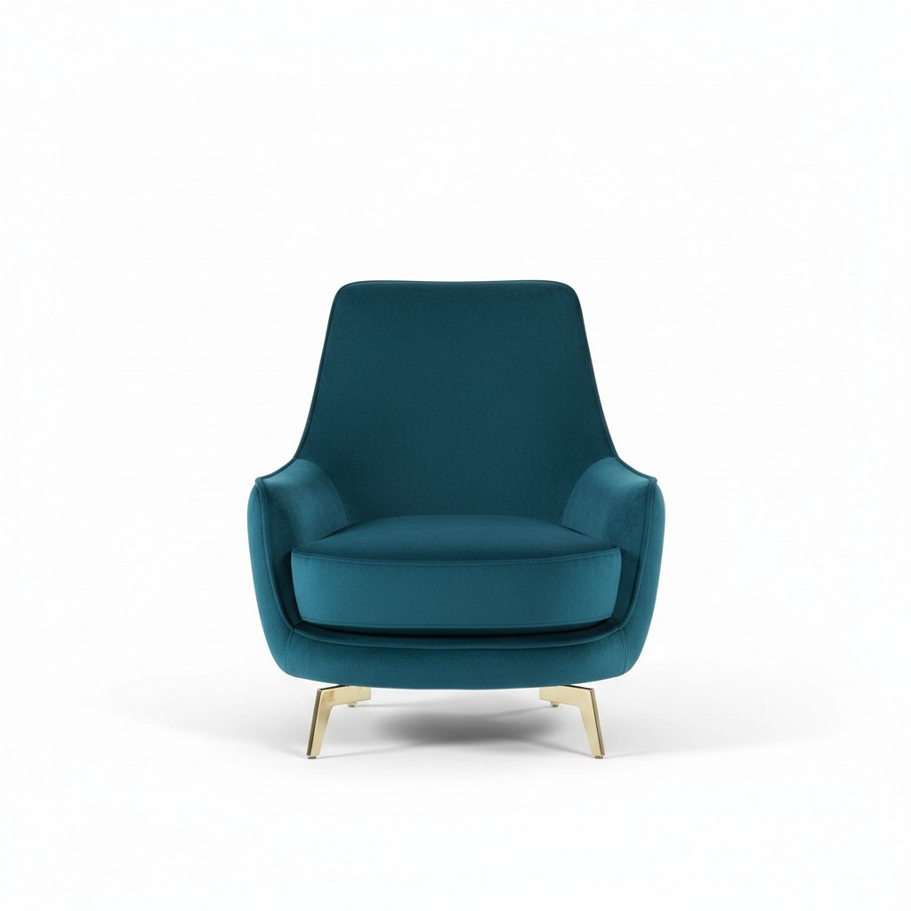 Runder Sessel Design Wohnzimmer Polster Holz Polster Moderne Luxus blau Neu