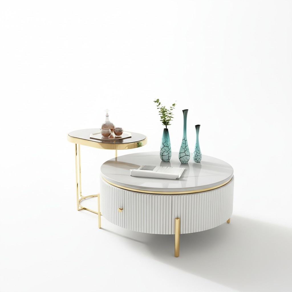 Runder Tisch Oval Set 2x Couchtisch Kaffeetisch Beistelltisch Design