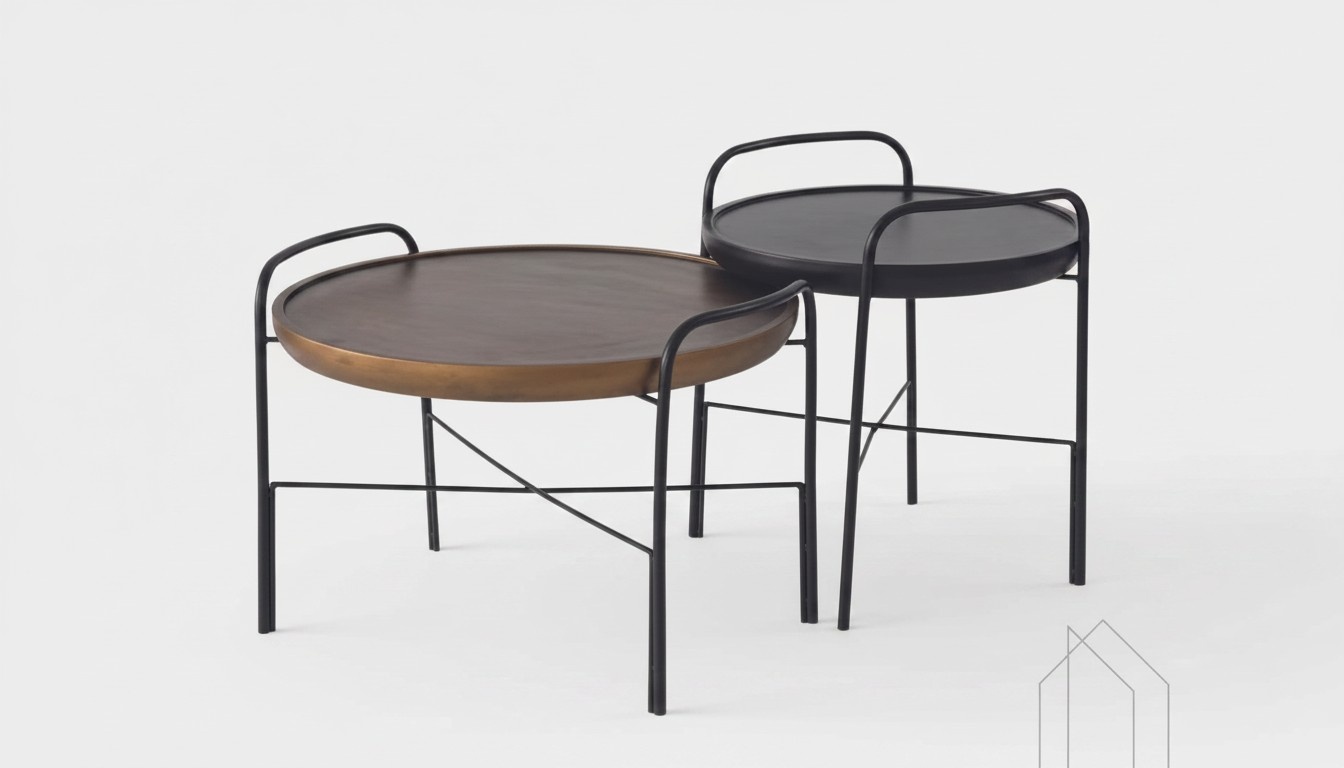 Runder Wohnzimmer Couchtisch Luxus 2x Holztische Designer Möbel Set 2tlg