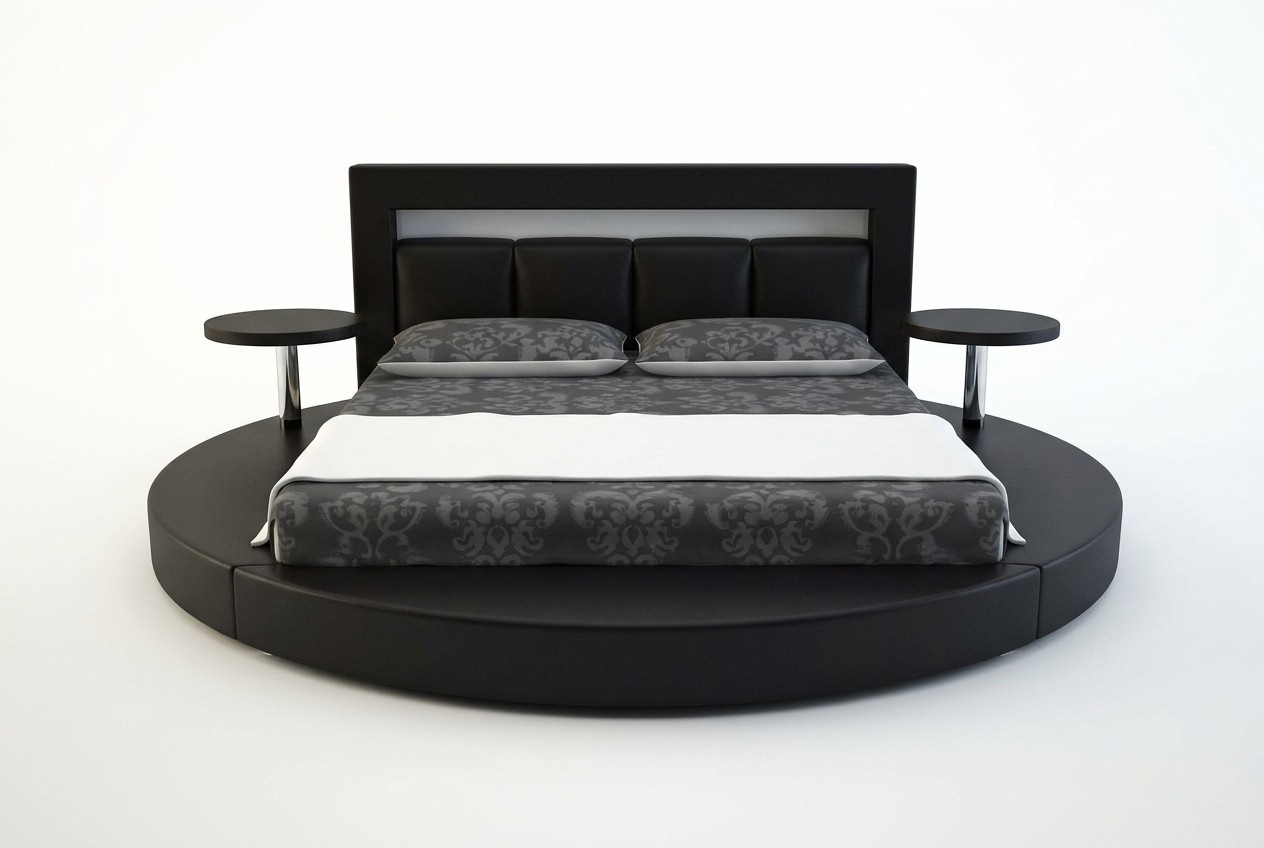 Rundes Bett Design Betten Polsterbett Rundbett Polster Round xxl Beleuchtet Neu