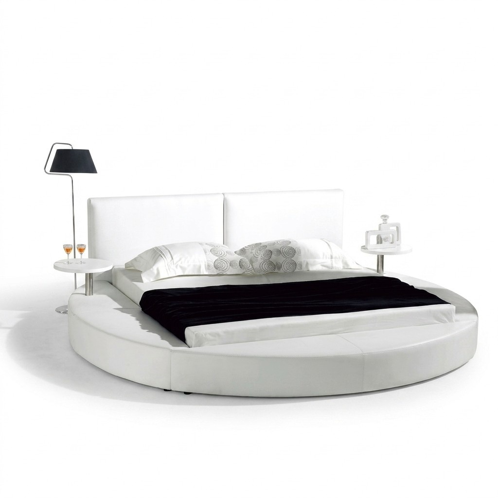 Rundes Bett Moderne Design Luxus Polster Rund Betten Textil Stoff Rundbetten