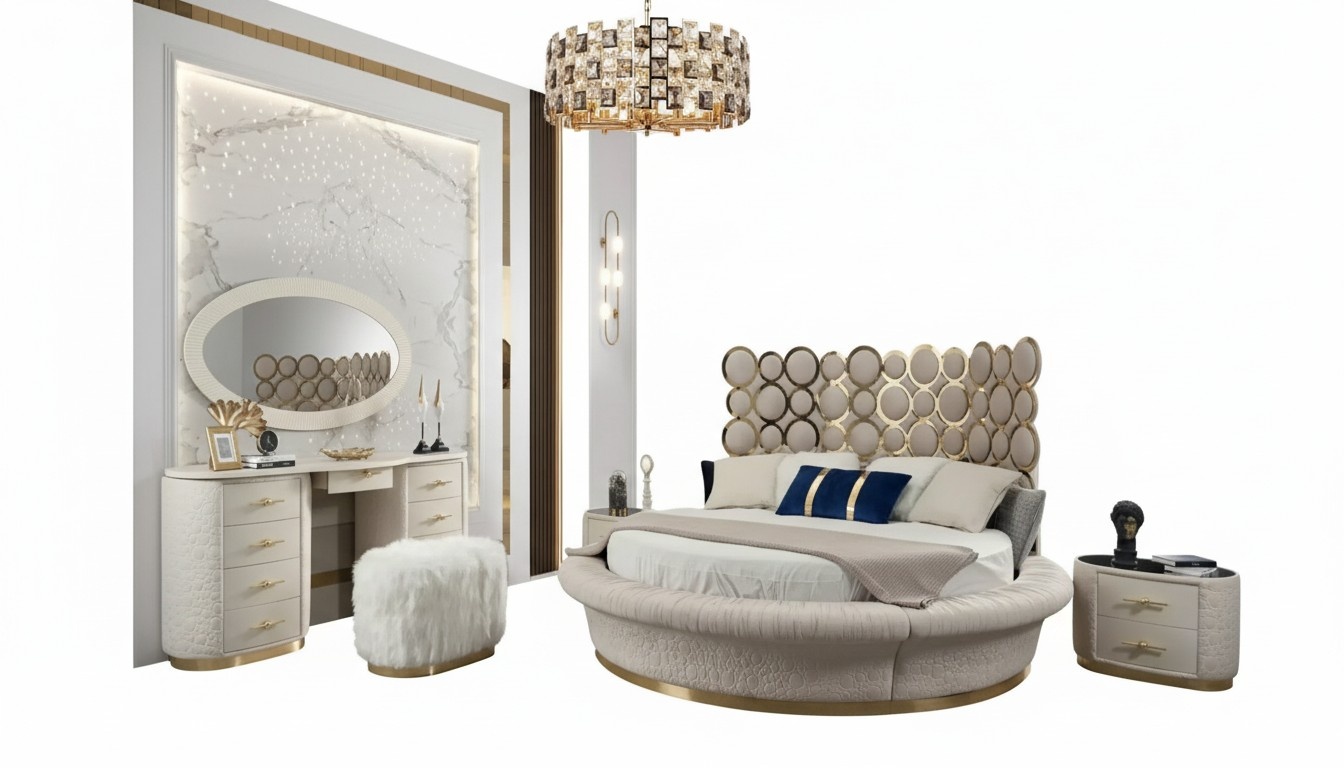 Rundes Bett Rund Design Betten Leder Doppel Luxus Hotel Gestell Schlaf