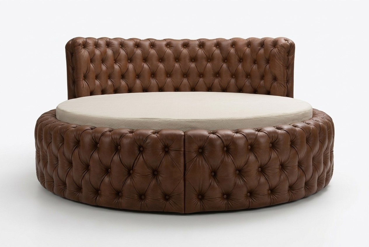 Rundes Leder Bett Chesterfield Luxus Polster Rund Betten Runde Stoff Hotel