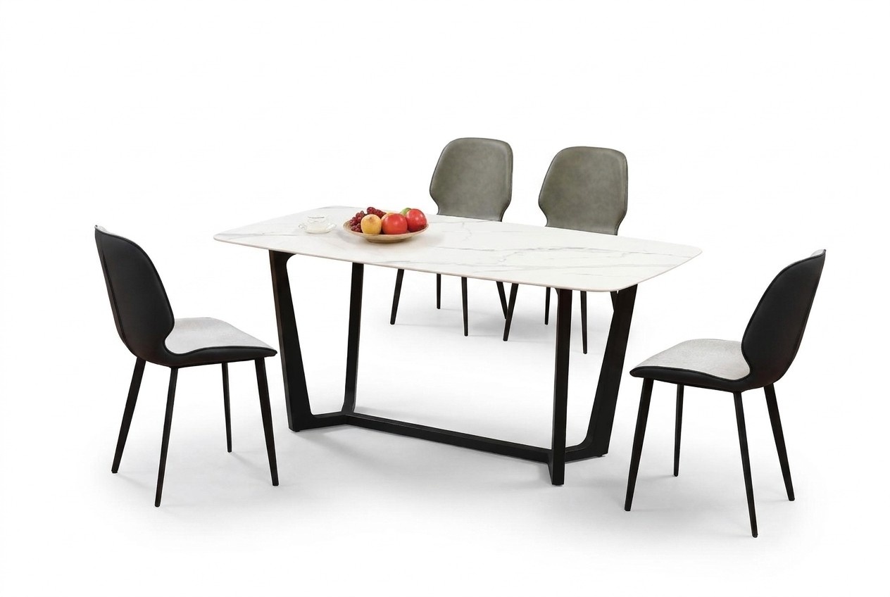 Säulen Tisch Luxus Tische Esszimmer Möbel Komplette Garnitur 5 tlg. Set