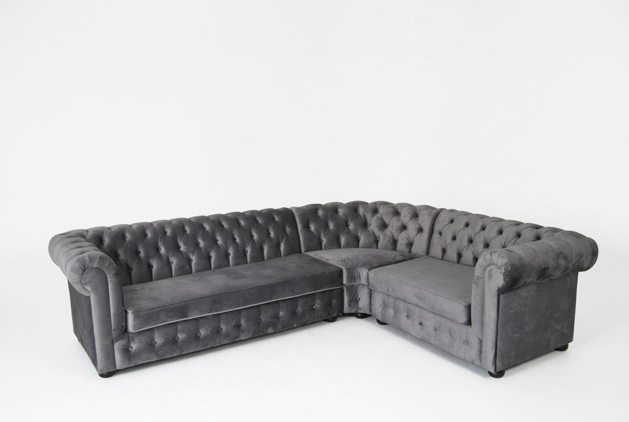 Samt Chesterfield Sofa Couch Polster Eck Garnitur Wohnlandschaft Stoff Sitz