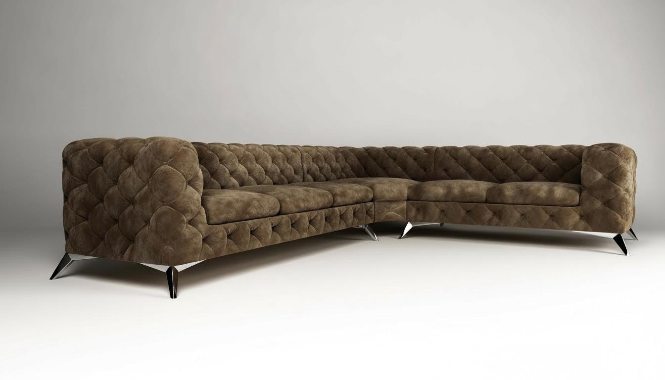 Samt Ecksofa Chesterfield Sofa Polstergarnitur Couch Wohnlandschaft