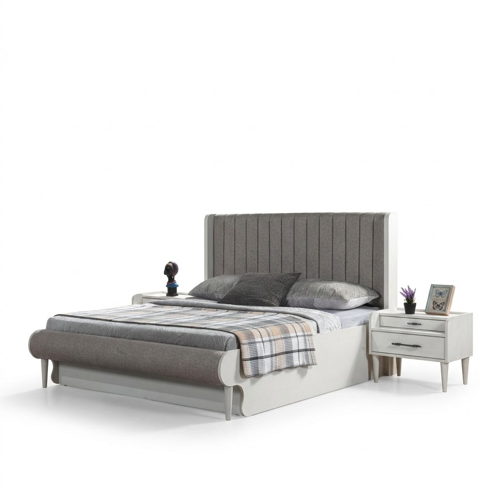 Schlafzimmer 3tlg. Bett + 2 Nachttische Möbel Set elegant