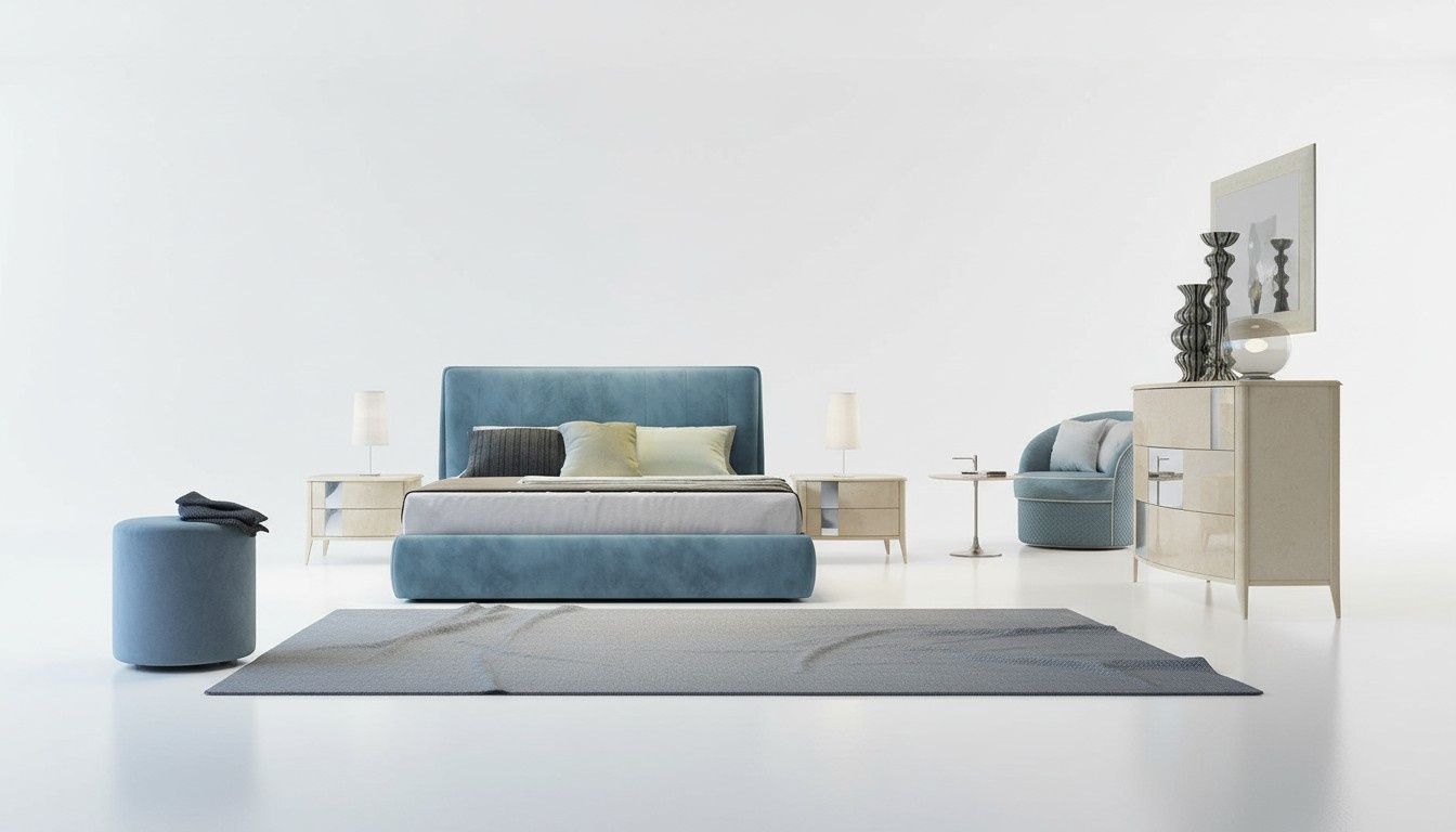 Schlafzimmer 3 tlg. Set Bett 2x Nachttisch Konsole Betten Doppel Hotel Polster