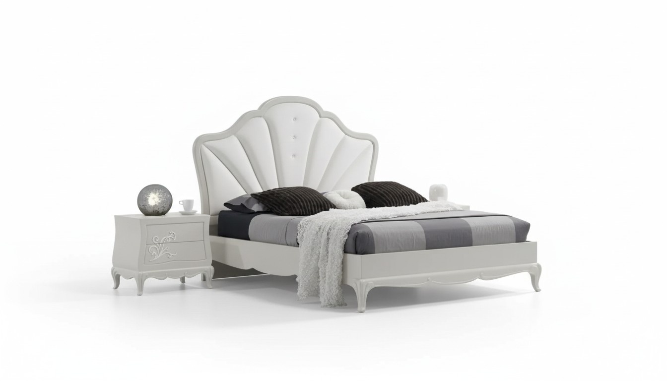 Schlafzimmer 3 tlg. Set Bett 2x Nachttische Modern Design Grau Betten