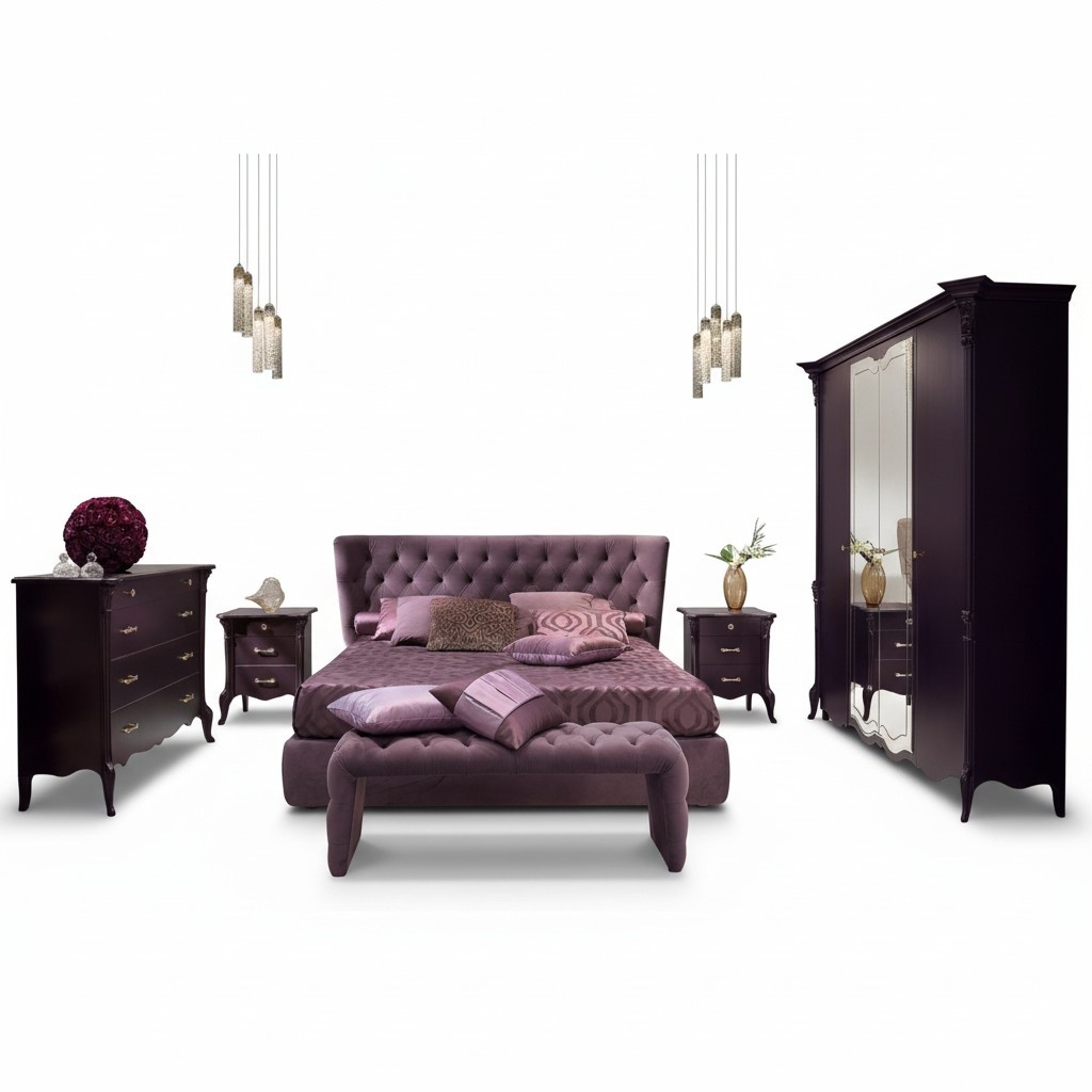 Schlafzimmer 3 tlg. Set Bett 2x Nachttisch Konsole Betten Doppel Hotel Polster