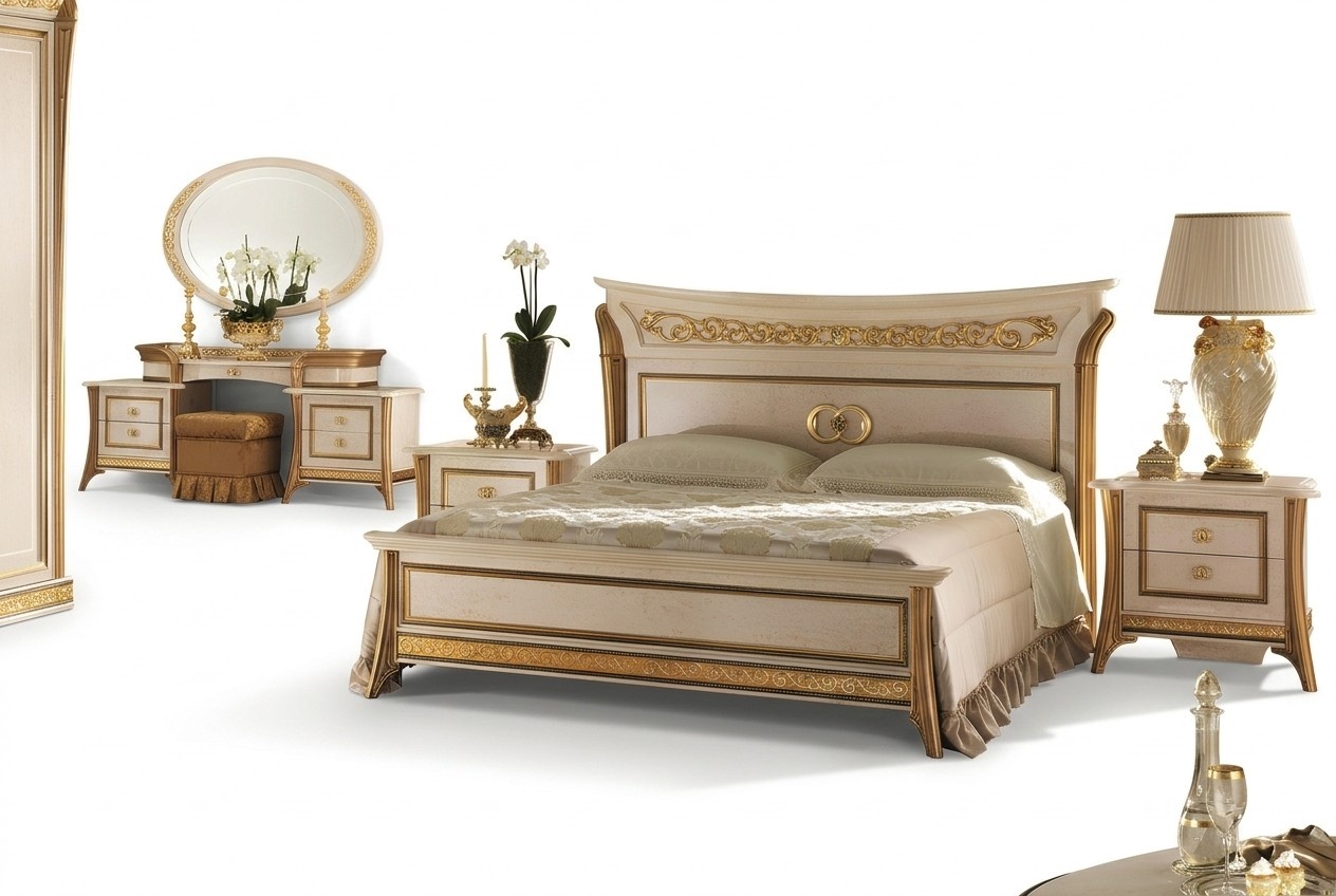 Schlafzimmer 3 tlg. Set Bett 2x Nachttisch Konsole Betten Doppel Hotel Polster