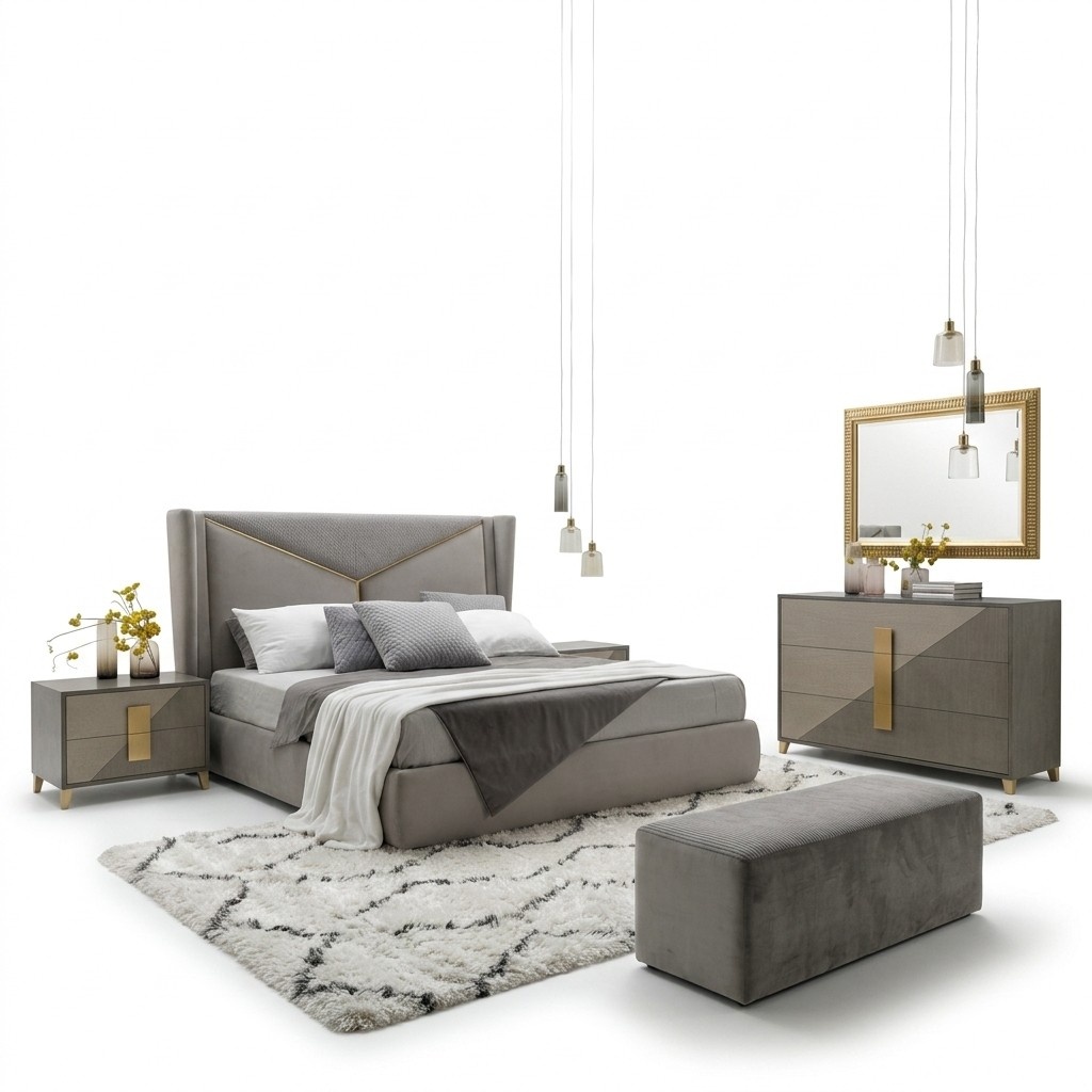 Schlafzimmer Bett 2x Nachttisch Betten 3tlg. Set Polster Italienische Möbel