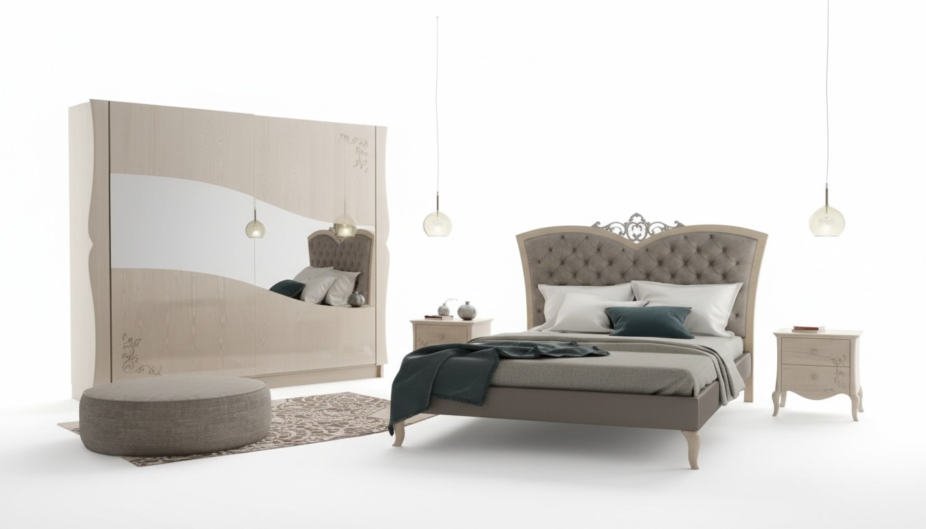 Schlafzimmer Bett 2x Nachttische Luxus Komplette Sets Möbel Zimmer 4tlg.