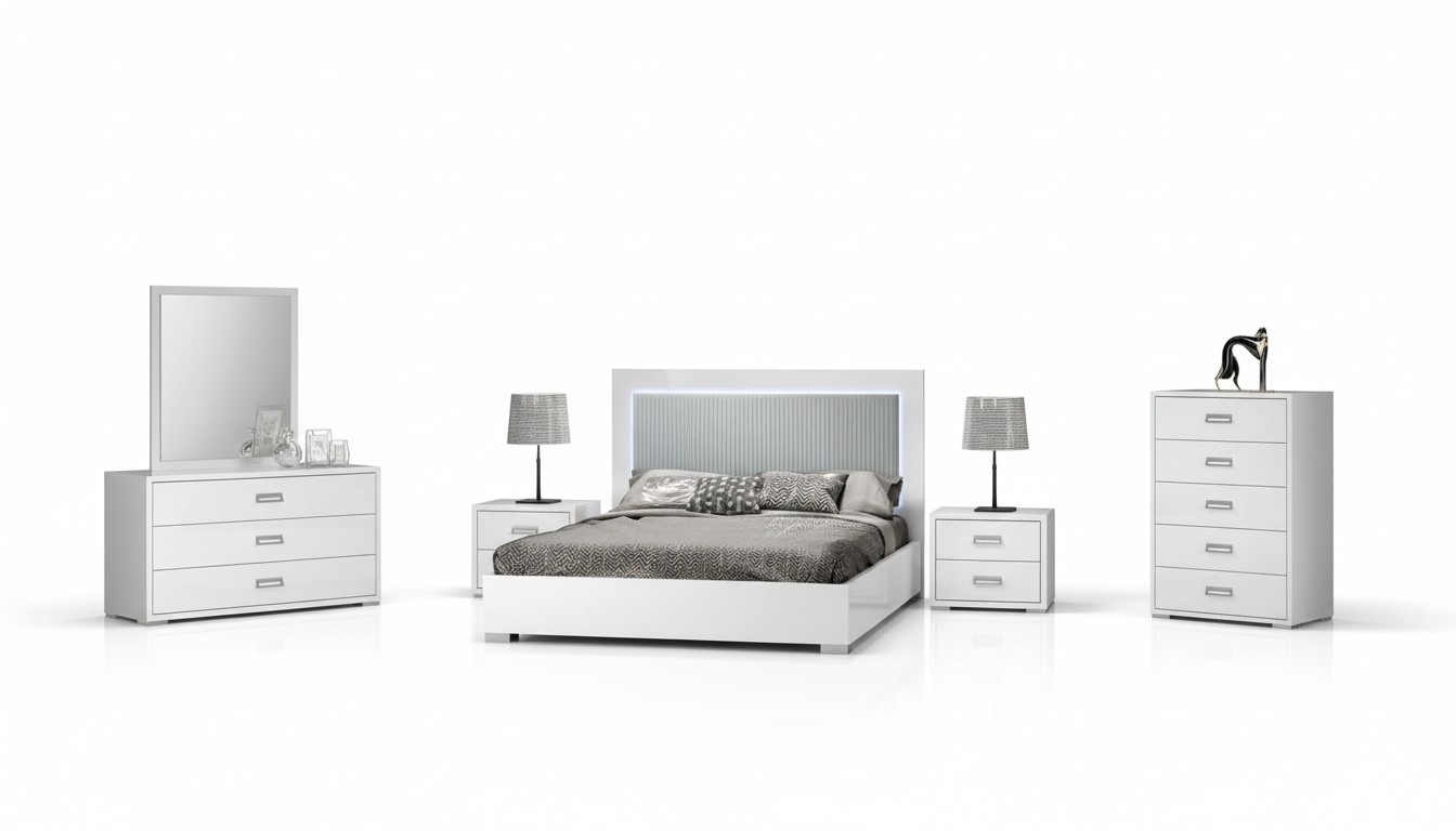 Schlafzimmer Bett Nachttisch Garnitur Gruppe Holz Modern Set Design Luxus 3tlg.