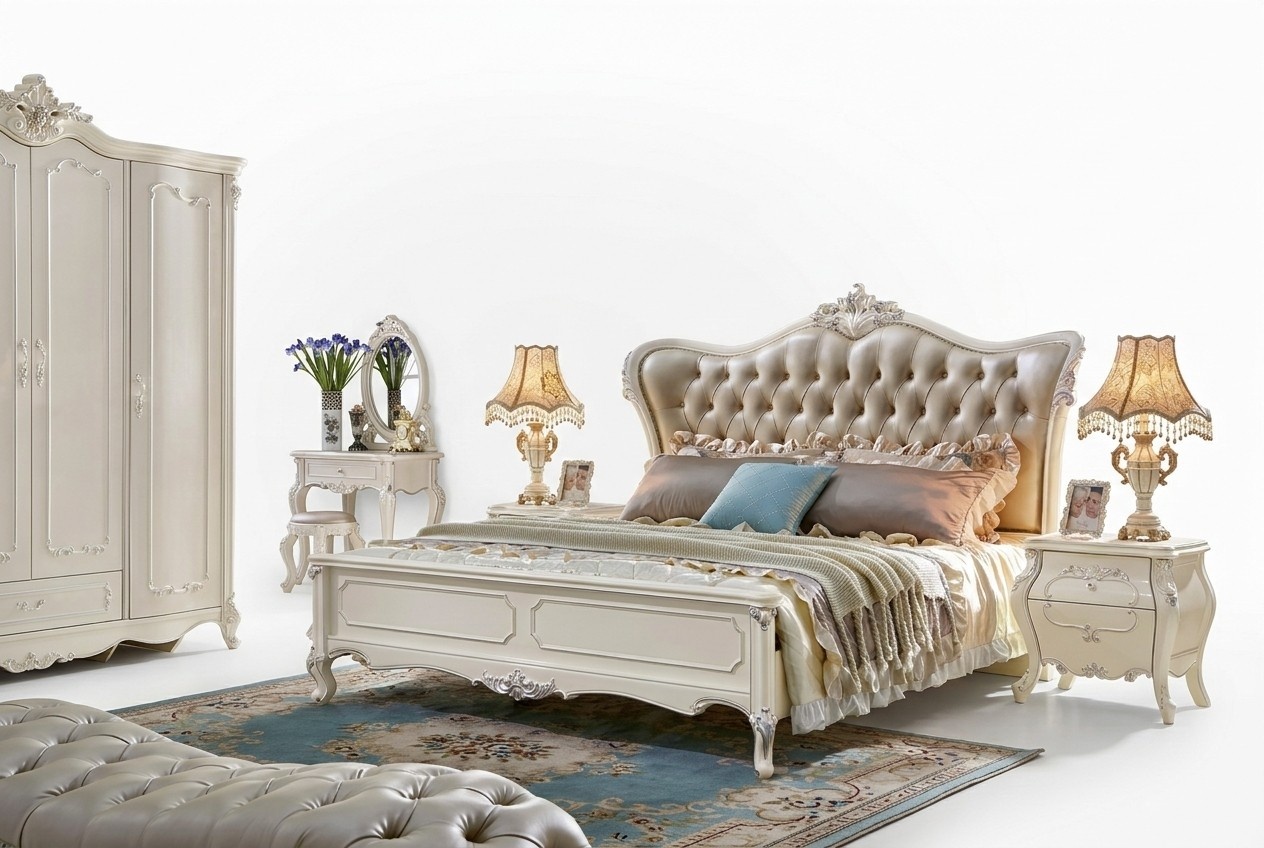 6 tlg.Schlafzimmer Komplett Set Bett Nachttisch Schminktisch Massivholz