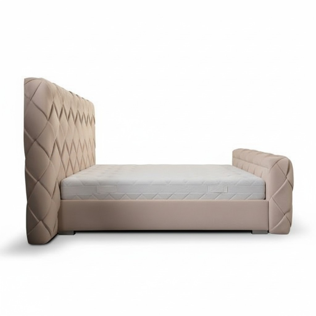 Schlafzimmer Doppelbett Bett 180сm Matratze Beige moderner Stil Holz